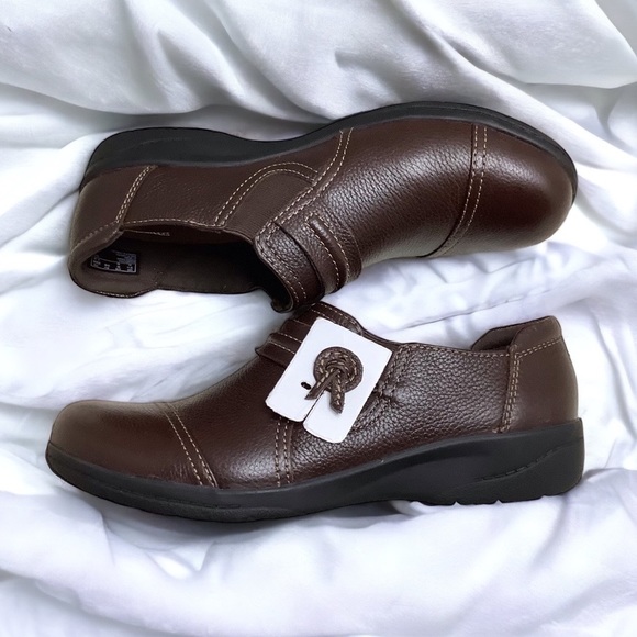 Clarks Cheyn Leather Cloudsteppers Slip On Moccasins - Picture 1 of 8